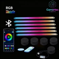 Black RGBIC Modular LED Wall Light Bars with Bluetooth App Control for Gaming Room, Bedroom, Office & Aesthetic Home Decor – Gaming Hexagon Lights