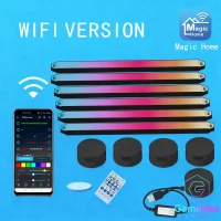 Black RGBIC Smart LED Modular Wall Light Bars – WiFi, App & Voice Controlled Ambient Lighting for Gaming Rooms, Studios, Living Spaces, and Home Decor – Gaming Hexagon Lights