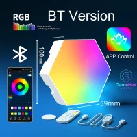 Bluetooth Hexagon Wall Lights – 8 Panel Smart RGB LED Modular Light Panels with App Control for Gaming and Home Decor by GameHex LightsBluetooth Hexagon Wall Lights – 8 Panel Smart RGB LED Modular Light Panels with App Control for Gaming and Home Decor by GameHex Lights