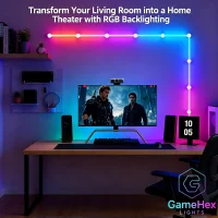 Dream Color RGBIC LED Wall Light Bars – Smart Modular Gaming Lights for Bedrooms, Streaming Setups, Home Studios, and Modern Room Decor – Gaming Hexagon Lights