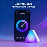 Large-format RGB triangle LED wall lights with smart modular design for immersive gaming rooms and ambient home lighting