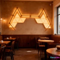 Large Triangle RGBIC Wall Lights and 10 LED Light Bars by Gaming Hexagon Lights – Smart Modular Ambient Lighting for Gaming Rooms and Bedrooms