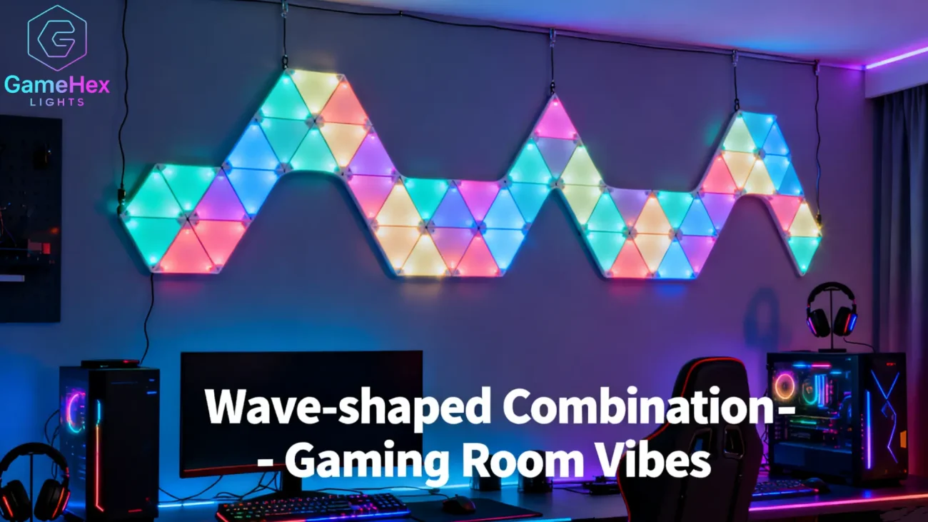 Gaming Hexagon Lights RGB LED Smart Triangle Light Kit – App-Controlled Modular LED Panels for Gaming Rooms, Living Rooms, Bedrooms, and Home Office Wall Lighting in USA & Canada