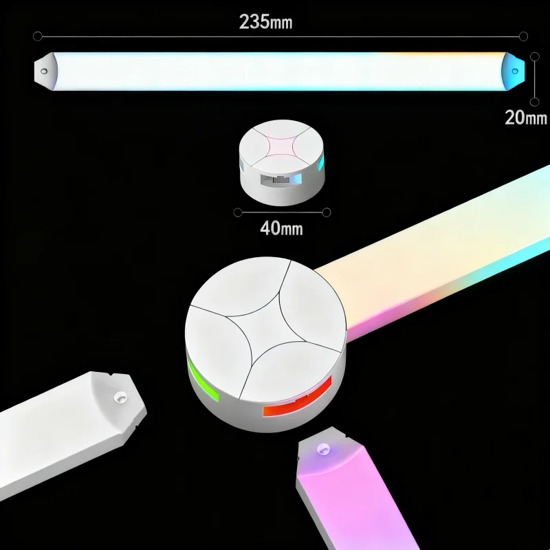 RGBIC ambient light bars collection by Gaming Hexagon Lights – dynamic smart LED bars for room makeovers, gaming setups, creative studios, and modern home décor