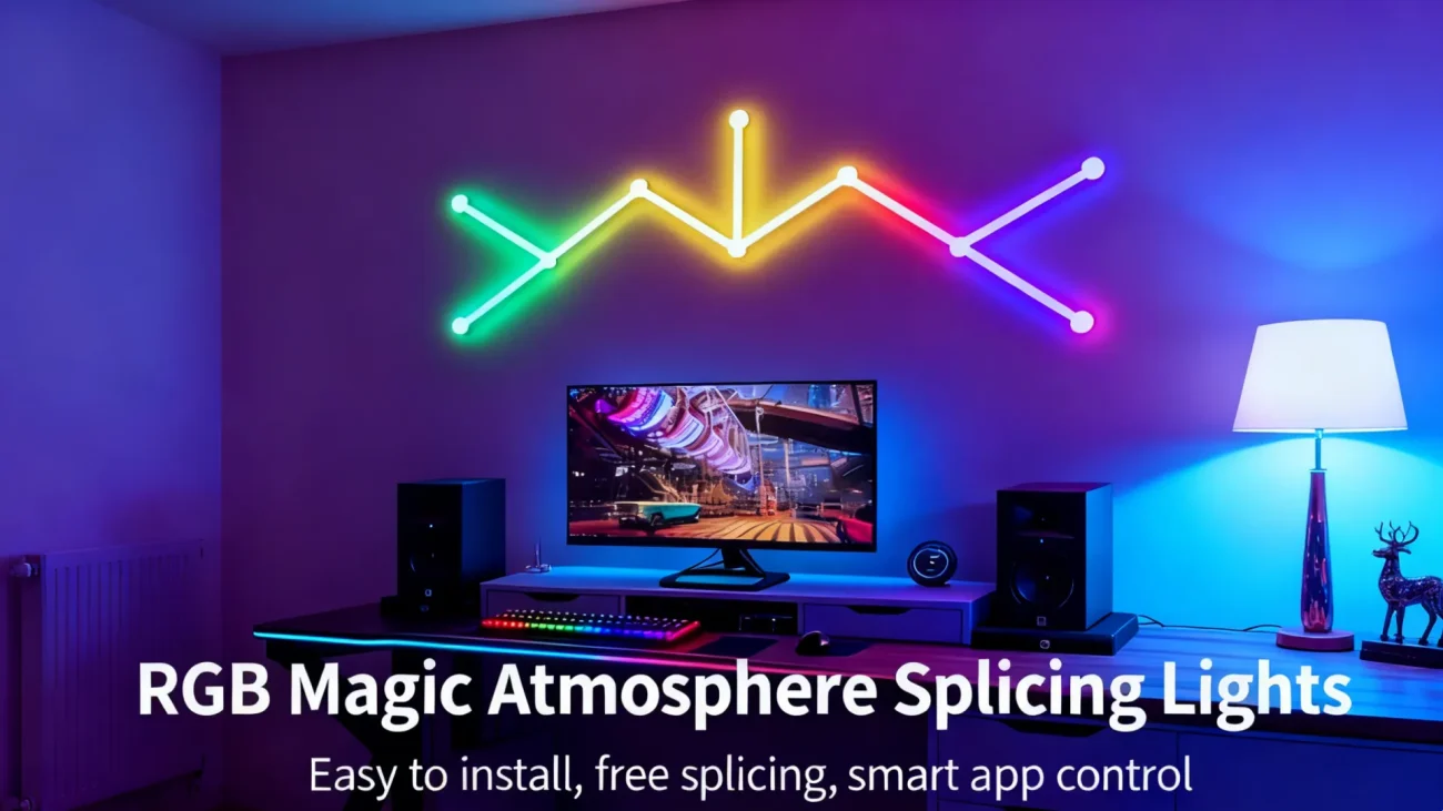 RGBIC color-chasing LED light bars by Gaming Hexagon Lights – smart ambient lighting for modern rooms, gaming setups, creative studios and home décor