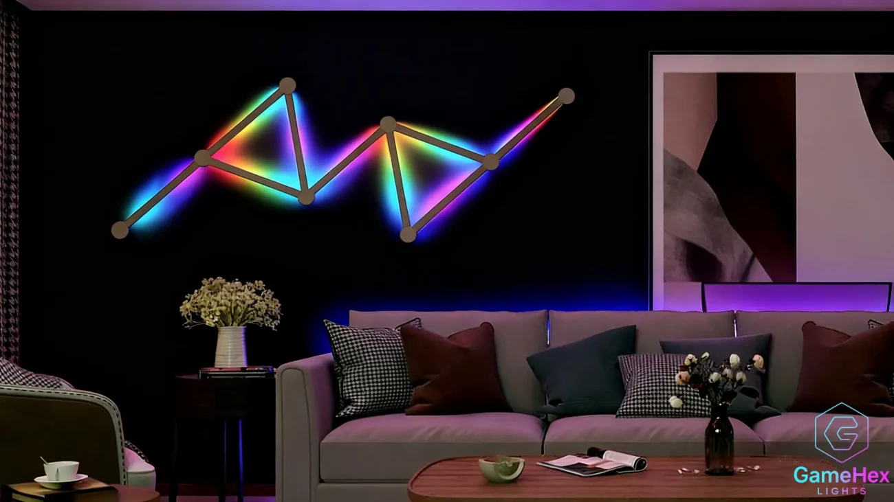 RGBIC DIY Wall-mounted LED Light Bars – Smart Color Changing Lights for Living Rooms, Dorms, Studios, and Gaming Setups – Gaming Hexagon Lights