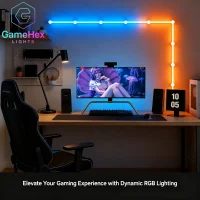 RGBIC Smart Modular LED Light Bars for Wall – DIY Gaming Room Ambient Lighting with App Control and Music Sync for Bedrooms, Studios, and Gaming Setups – Gaming Hexagon Lights