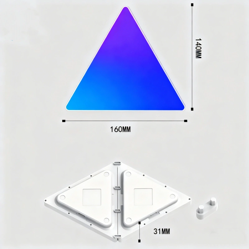 Gaming Hexagon Lights RGBIC Triangle LED Wall Panels – App-Controlled Modular Lighting for Gaming Rooms, Home Offices, Studios, and Modern Interiors