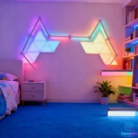 RGBIC Triangle and Light Bar Combo with 14 Panels and 10 Bars by Gaming Hexagon Lights – Smart Gaming Wall Lighting Kit
