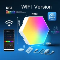GameHex Smart RGB Hexagon LED Wall Panels – WiFi and App-Controlled Modular Lights for Gaming Rooms, Streaming Studios, Bedrooms, Home Décor, and Customizable Mood Lighting