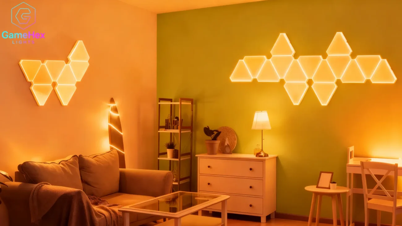 Gaming Hexagon Lights Smart RGB Triangle LED Wall Lights – Modular Color-Changing Panels for Gaming Rooms, Bedrooms, Living Rooms, Studios, and Home Offices in USA, Canada, UK, France, Germany, Australia, Japan & South Korea