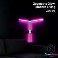 Smart RGBIC Accent Wall Light Bars – App and Music Sync Customizable Mood Lighting for Home, Office, Gaming Setups, and Studios – Gaming Hexagon Lights