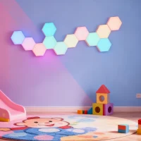 Gaming Hexagon Lights RGBIC honeycomb LED wall panels, modular hex LED system for gaming room, streaming background, bedroom, creative studio decor, immersive ambient lighting