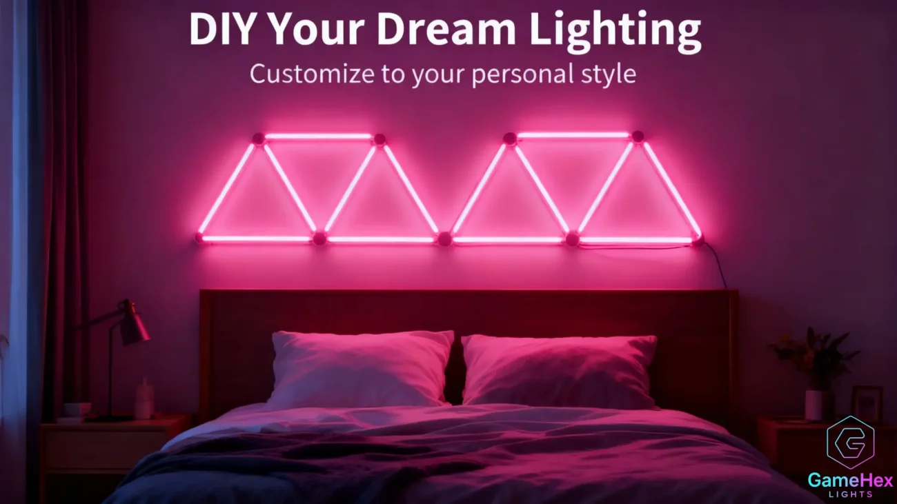Smart RGBIC Neon Style Wall Light Bars – DIY Custom Layout LED Lighting for Gaming Rooms, Studios, Bedrooms, and Home Decor – Gaming Hexagon Lights