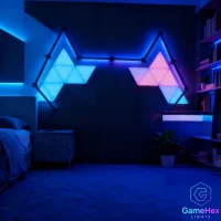 Smart RGBIC Triangle and Light Bar Combo – 14 LED Panels + 10 Light Bars for Gaming Room, Bedroom, Streaming Setup Gaming Hexagon Lights