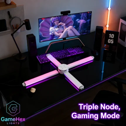 Ultra Bright RGBIC Smart LED Wall Bars – Music Sync Mood Lighting for Parties, Events, Holiday Decor, Living Rooms, and Gaming Spaces – Gaming Hexagon Lights